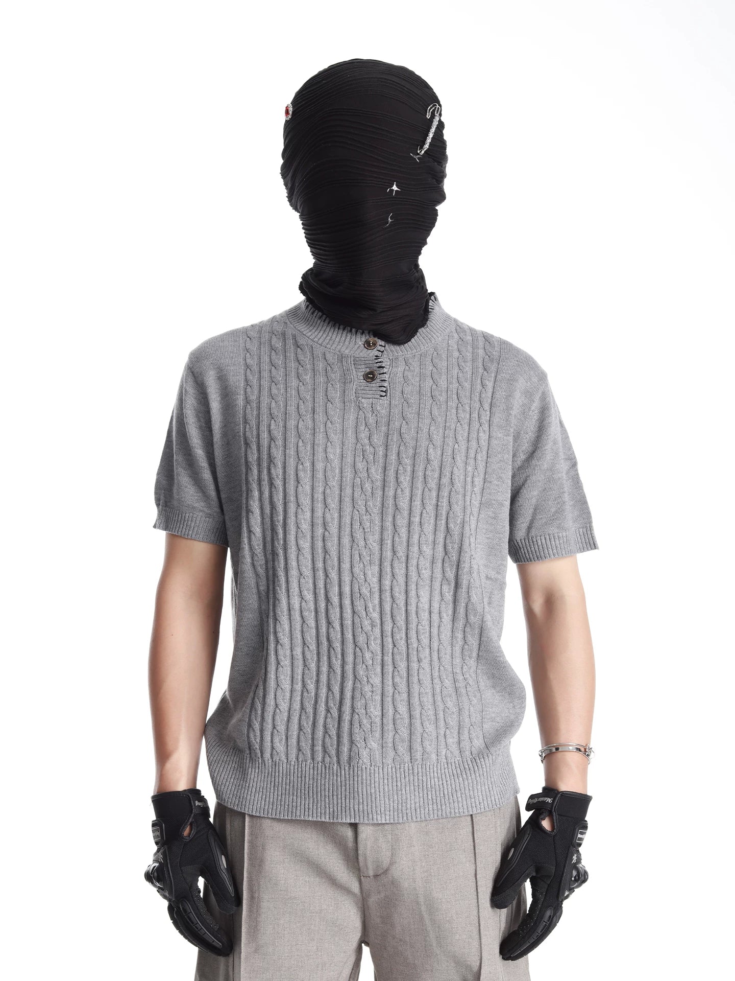 Monarch Cable Knit Henley Sweater Tee
