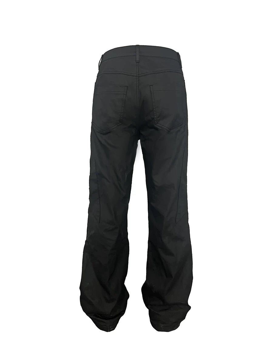 Black Zip-Detail Wide-Leg Utility Pants