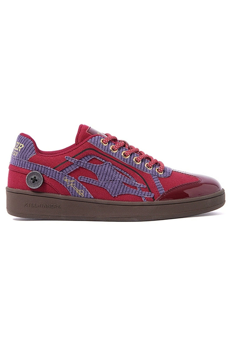 Coral Red Textured Low-Top Sneakers