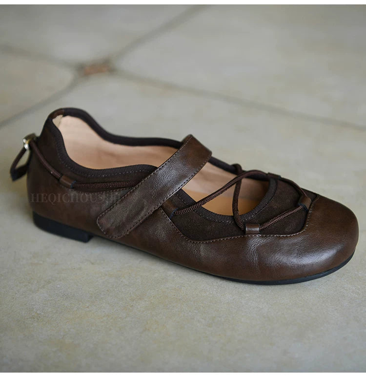 Cocoa Lace-Up Mary Jane Flats