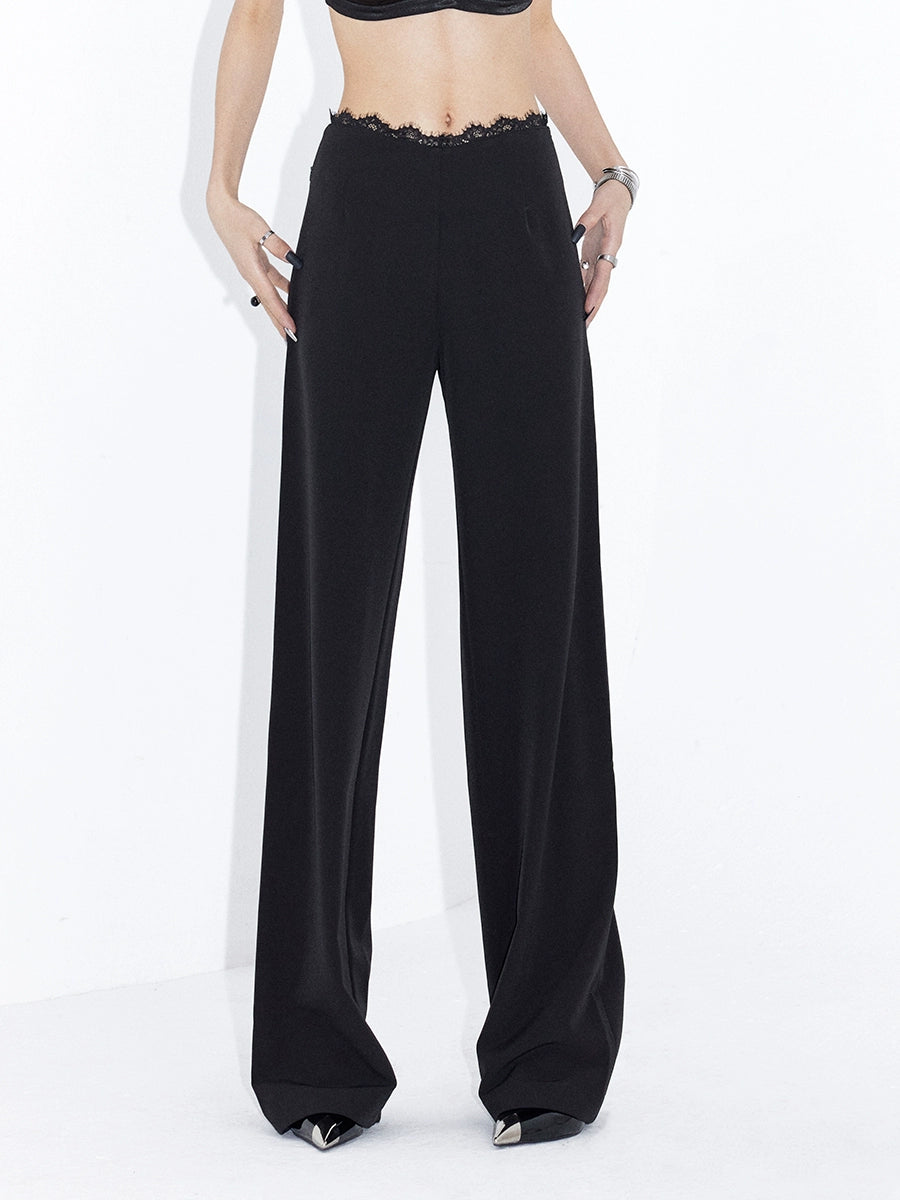 Moonlit Lace-Waist Wide-Leg Pants