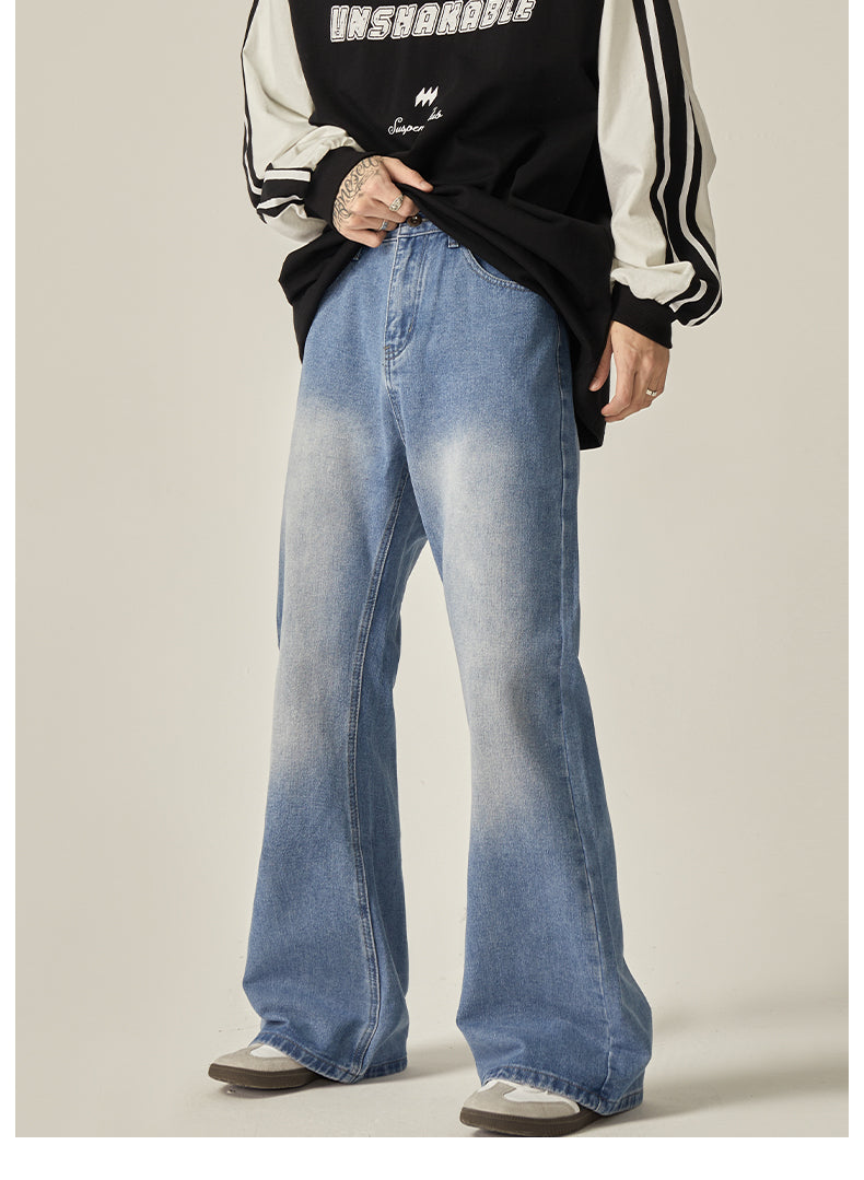 빈티지 워시 와이드 레그 진