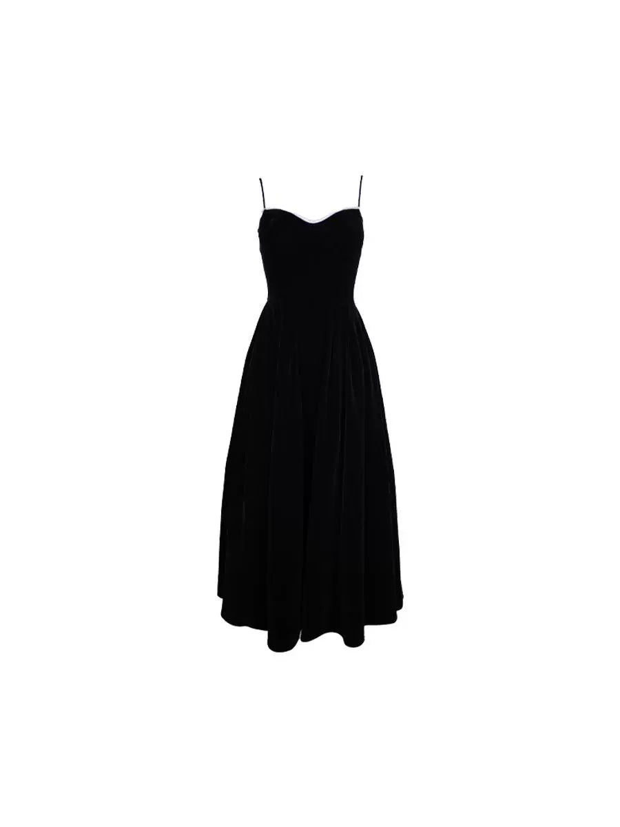 Velvet Spaghetti Strap Maxi Swing Dress