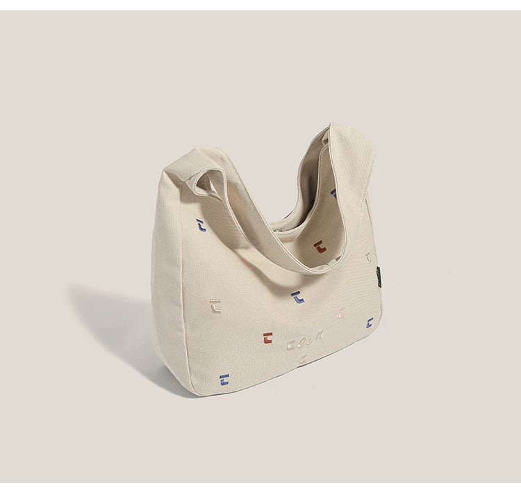 Confetti Stitch Canvas Hobo Bag