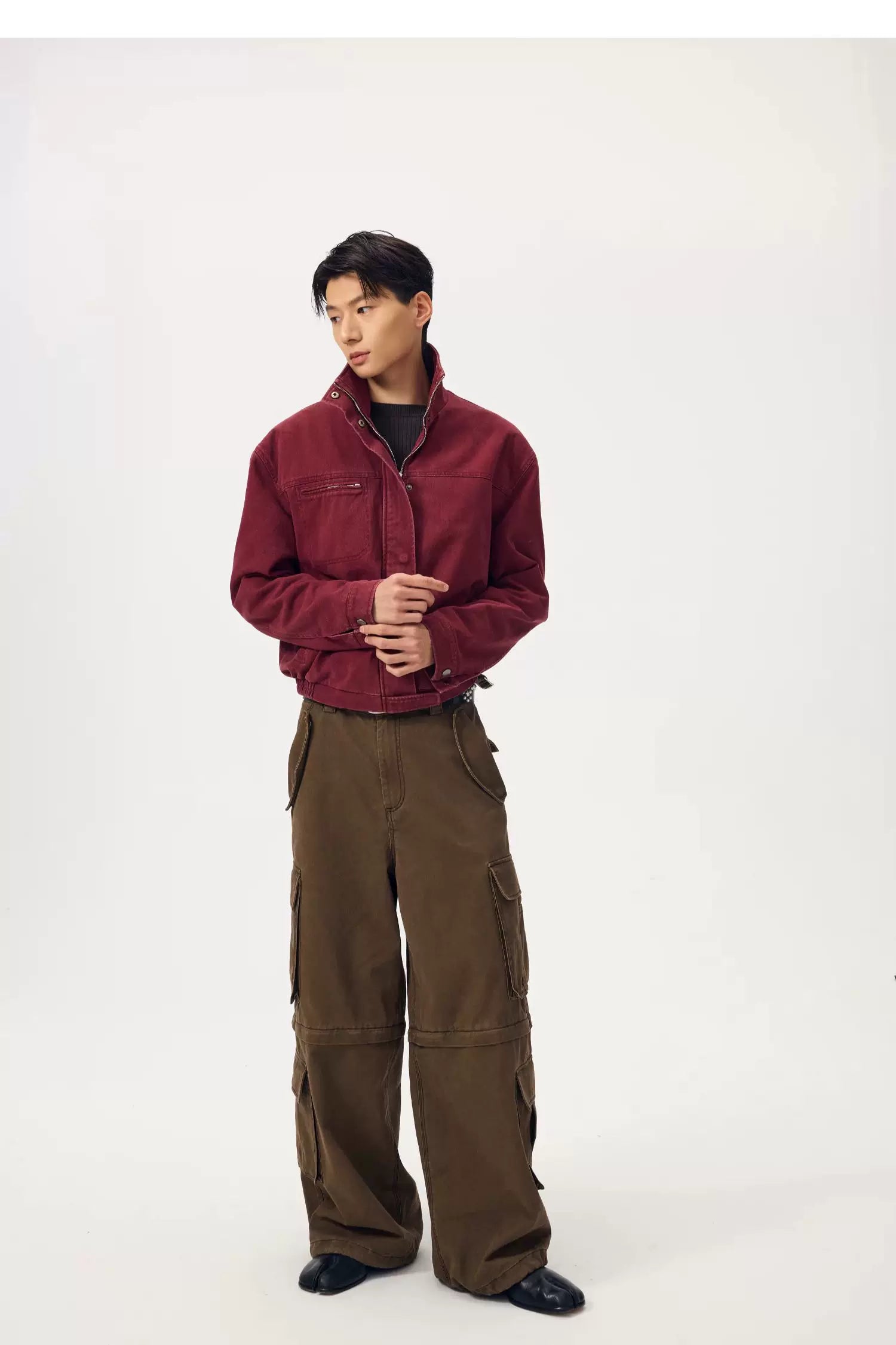 Crimson Crest High-Collar Jacket