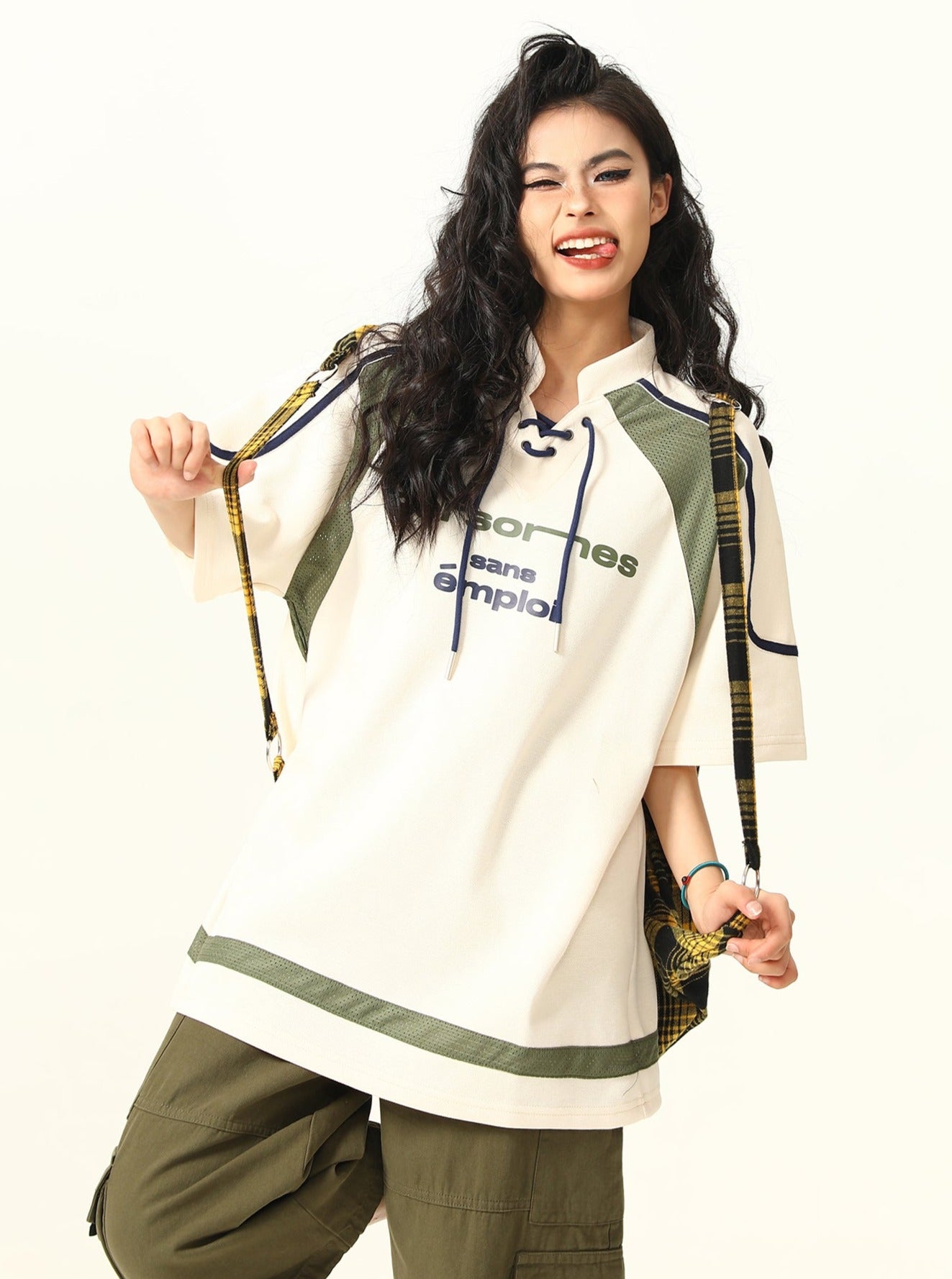 Camiseta americana de encaje deportivo