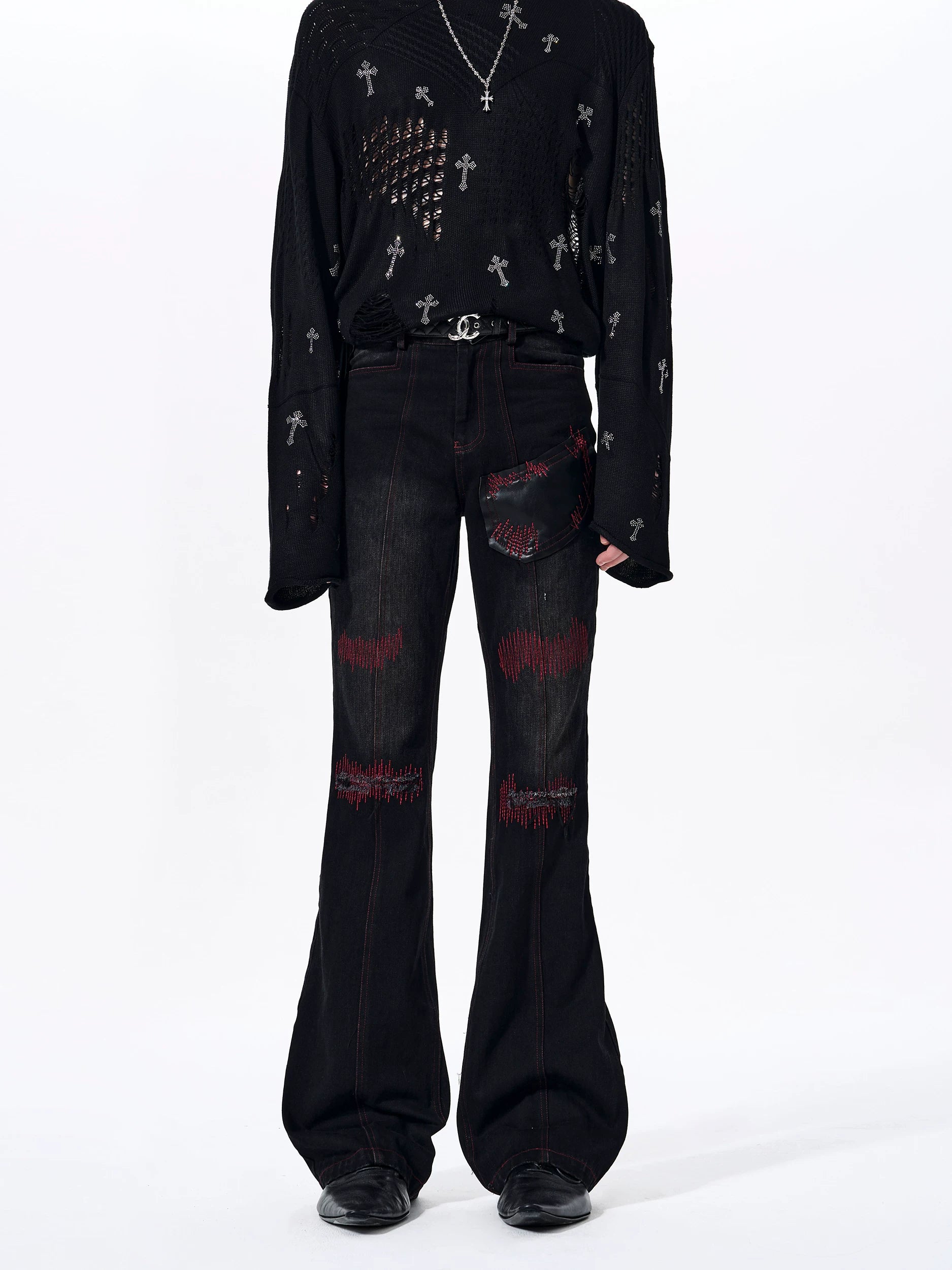 Crimson Fray Relic Flare Jeans