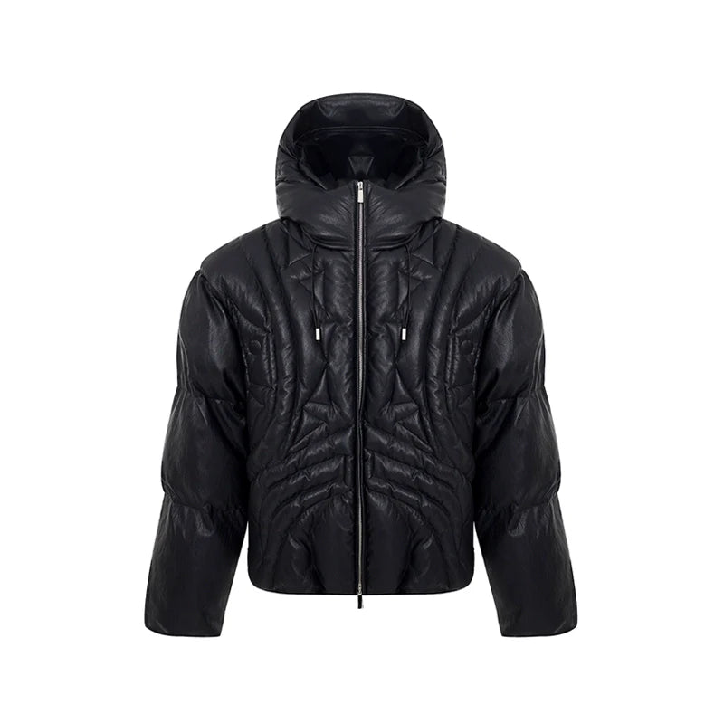 Quilted Leather Puffer Jacket
