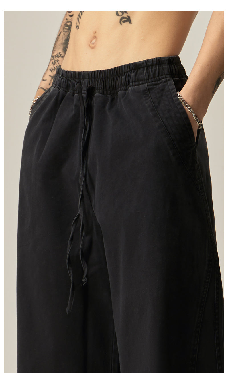 Brown Loose Drawstring Wide Pants