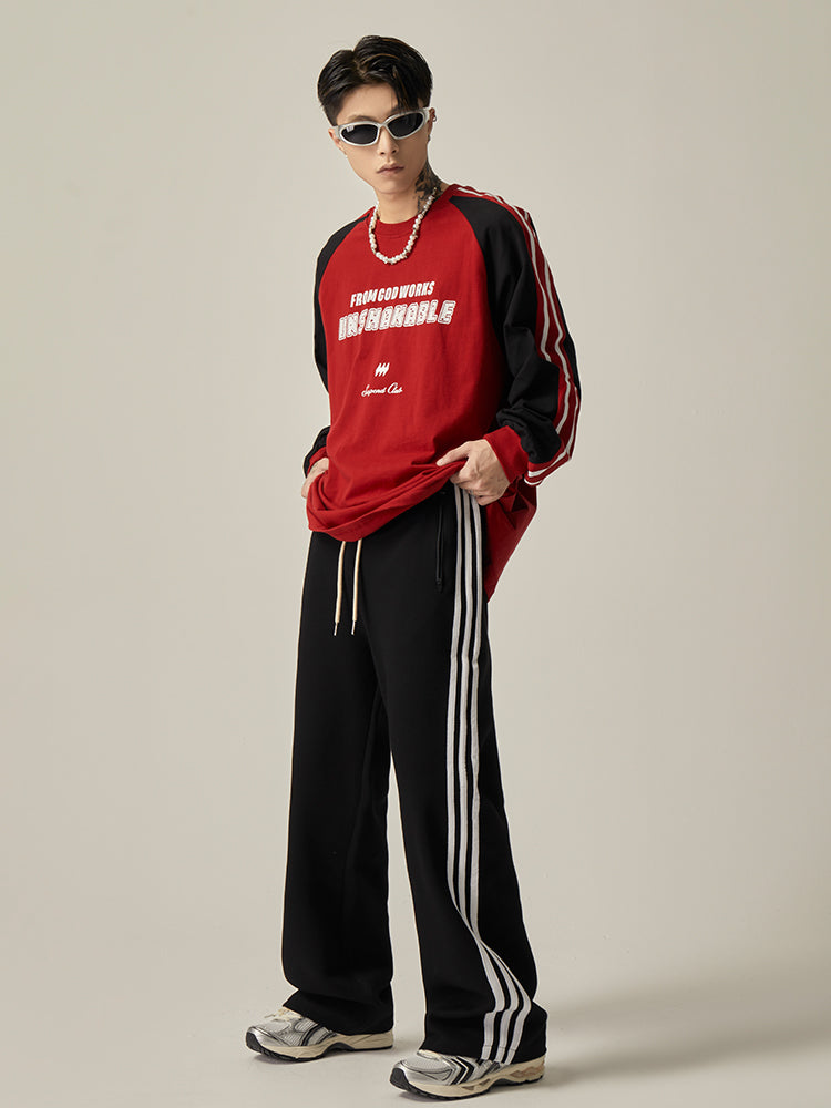 Brown Striped Wide Track Pants