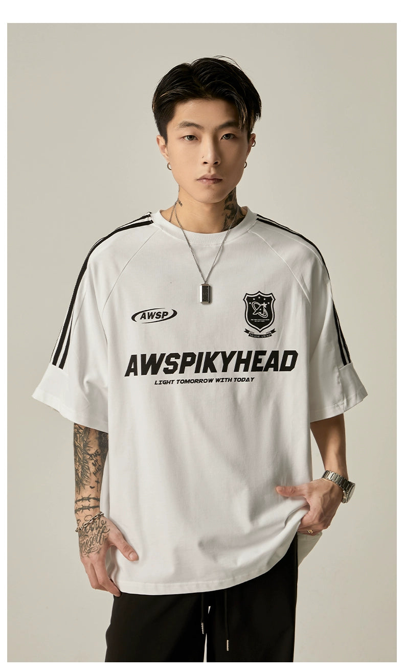 Oversized Grey Athletic Logo T-Shirt