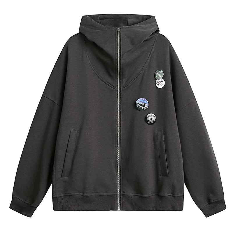 Manteau gris à capuche zippé