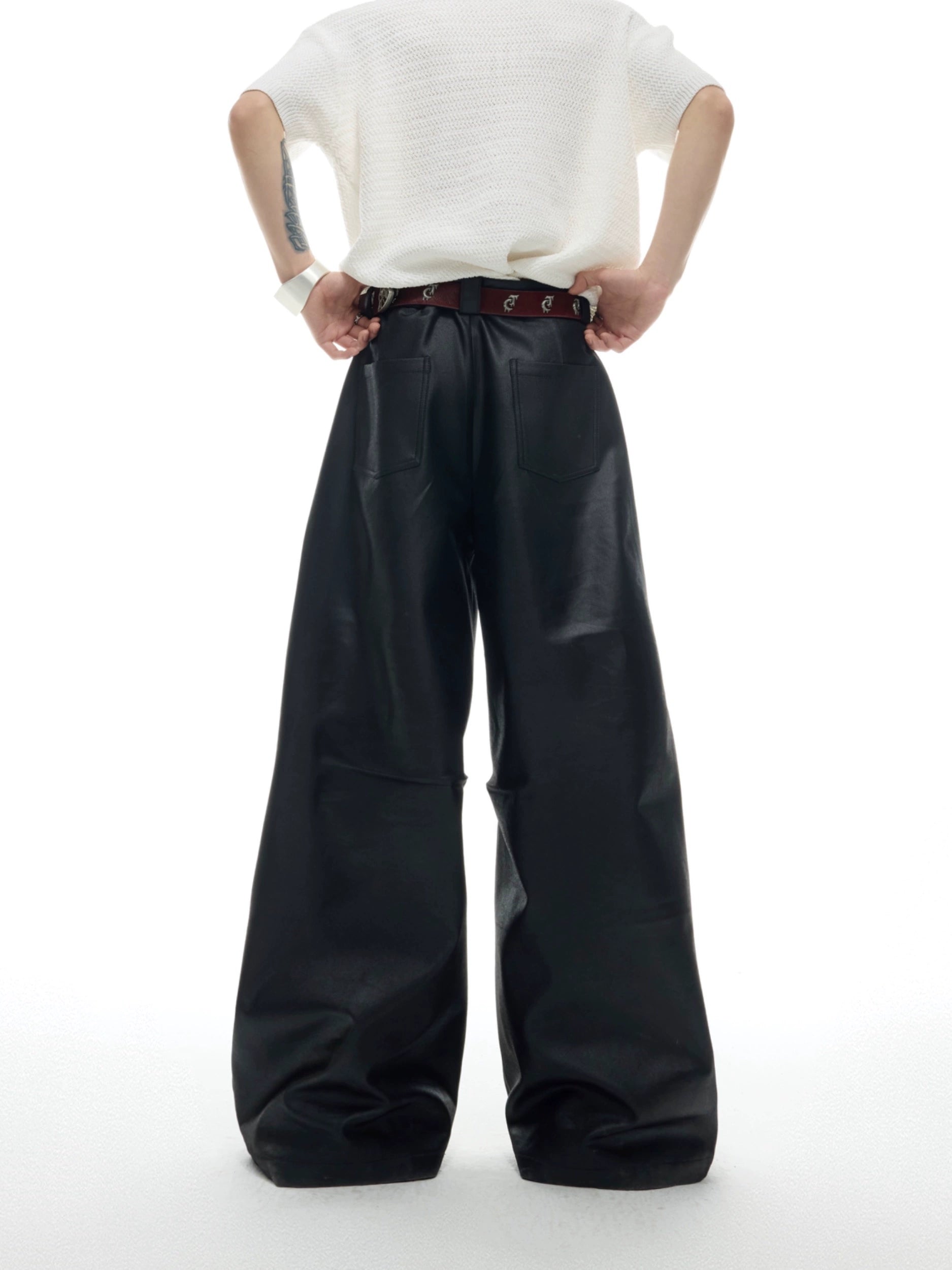 Black Wide-Leg Cargo or Skater Pants