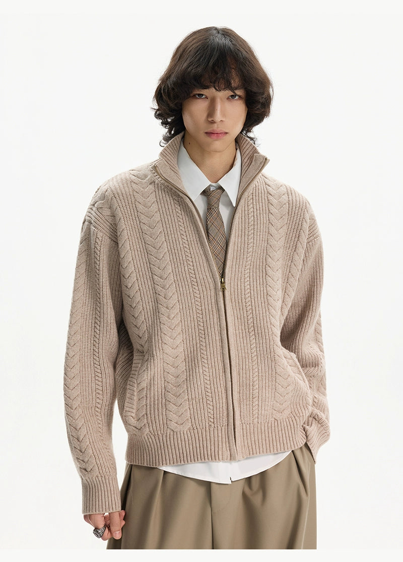 Heritage Weave Zip Cardigan