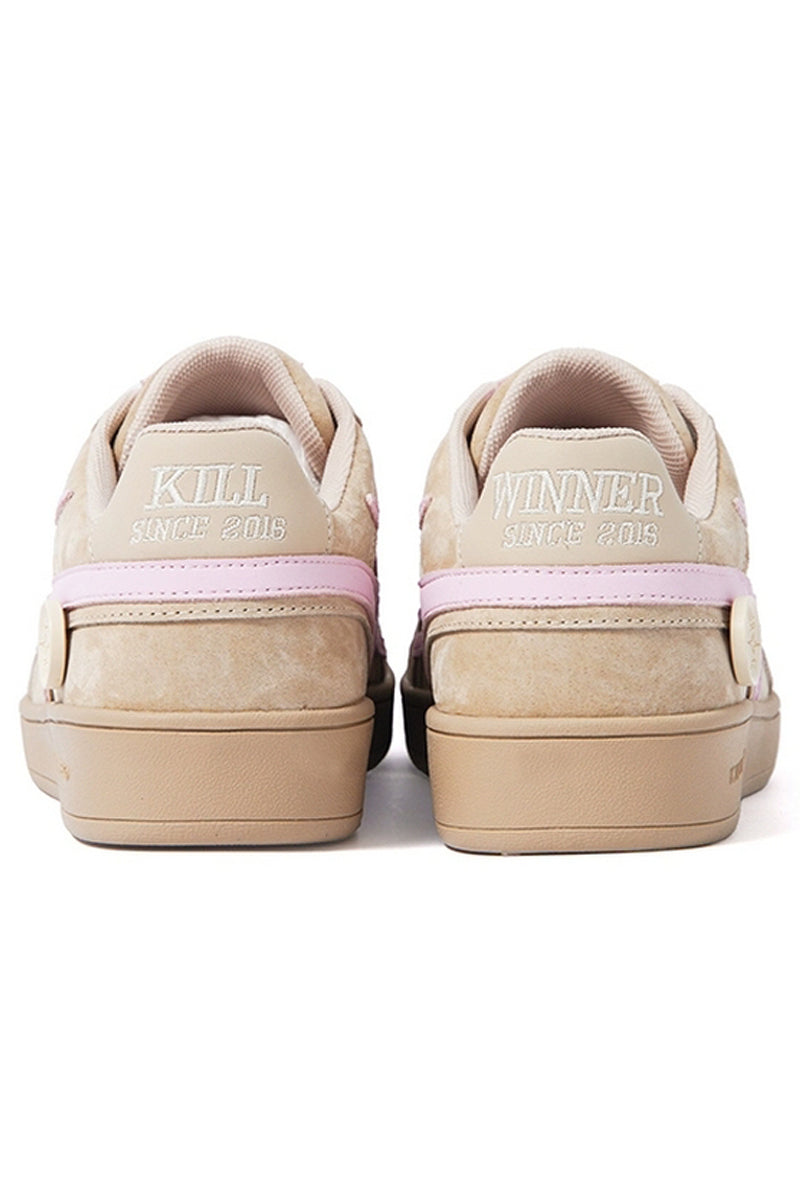 Beige Pink Suede Low-Top Sport Sneakers