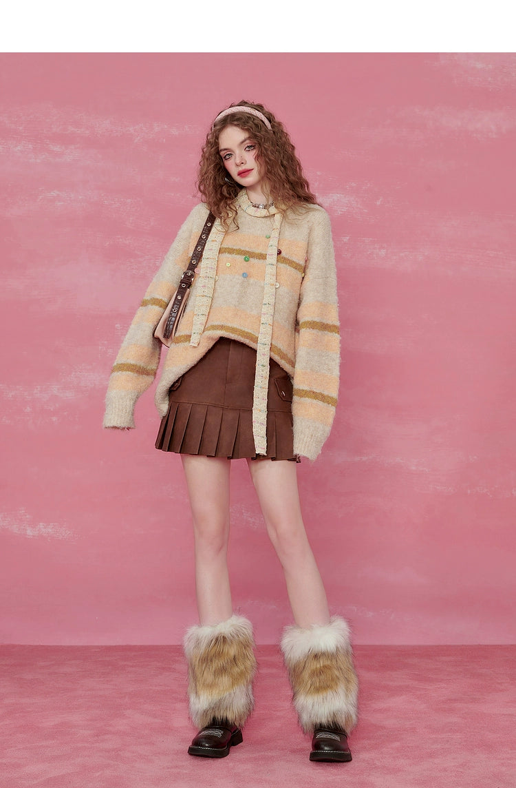 Suéter de mohair rosa rayado