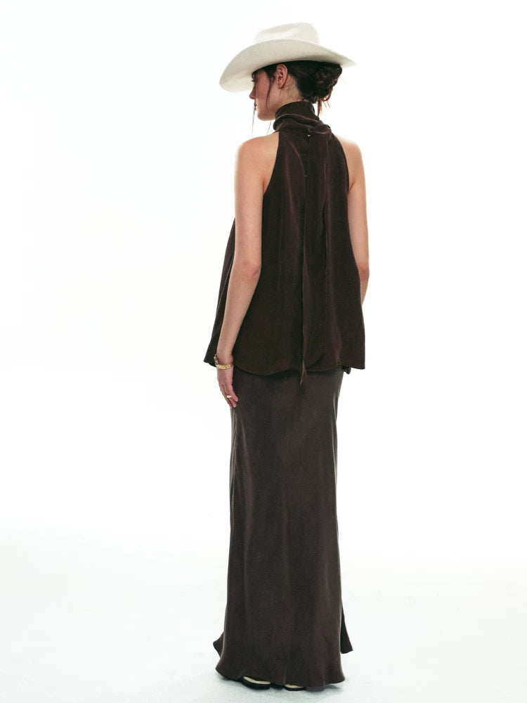 Espresso Nocturne Draped Halter Top