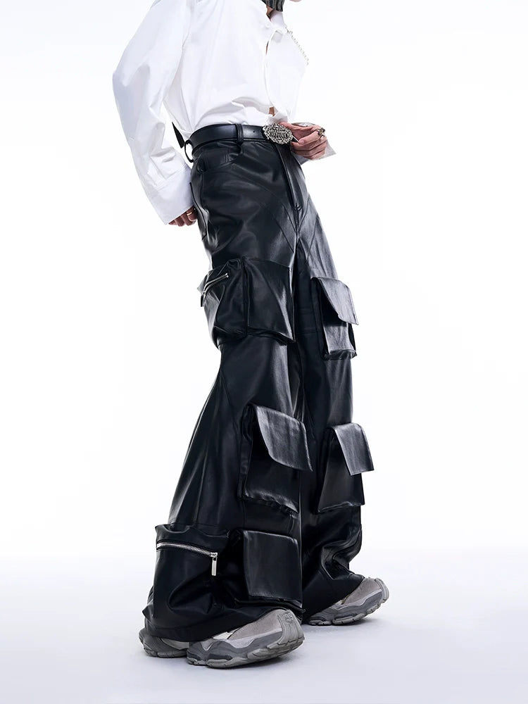 Black Cargo Pants with Fabric Panel Details