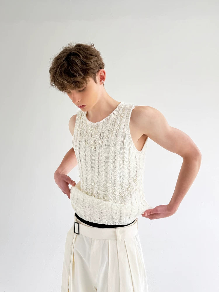 Ivory Pearl Tides Knit Tank