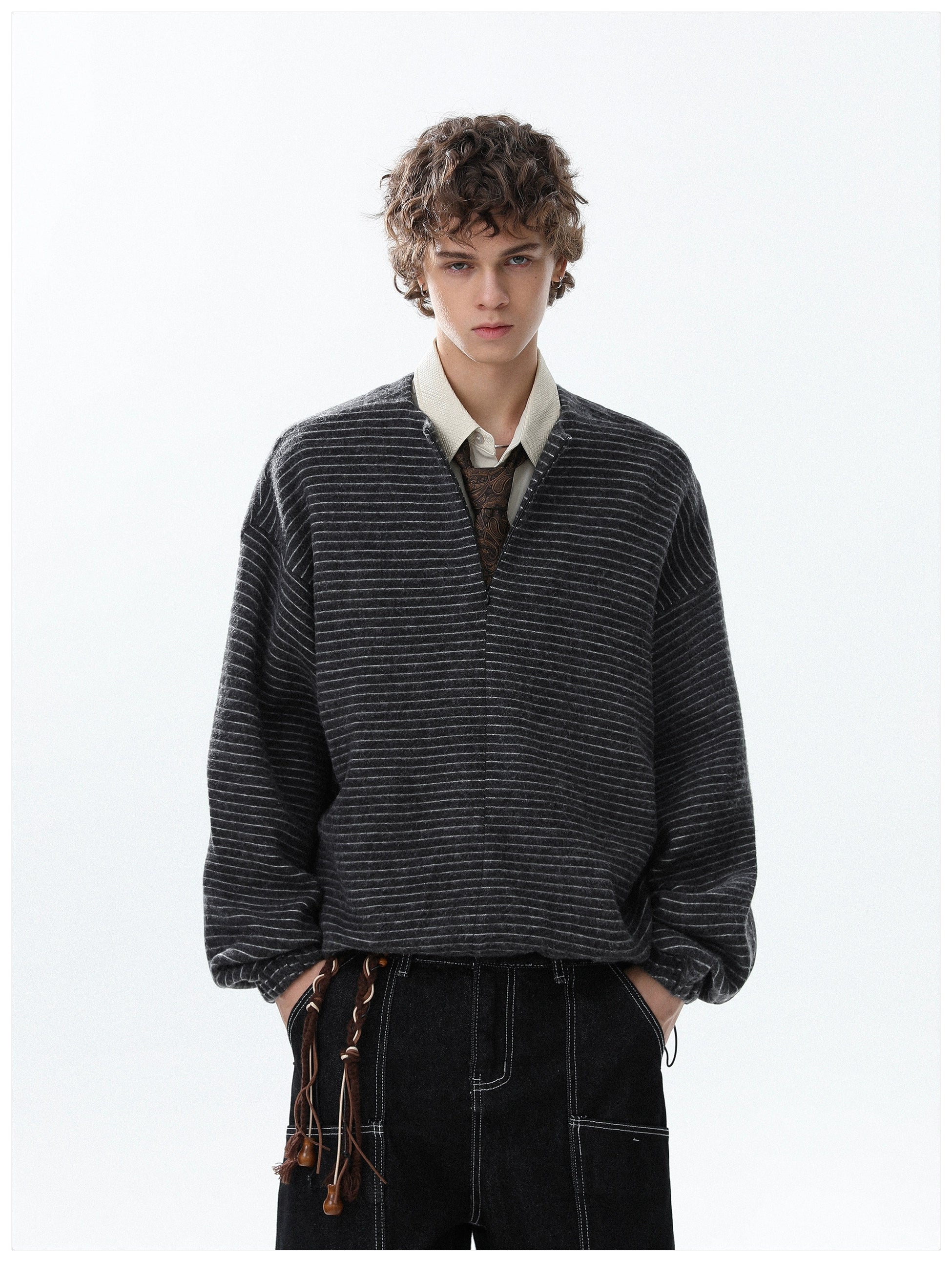 Charcoal Lines Relaxed Pullover