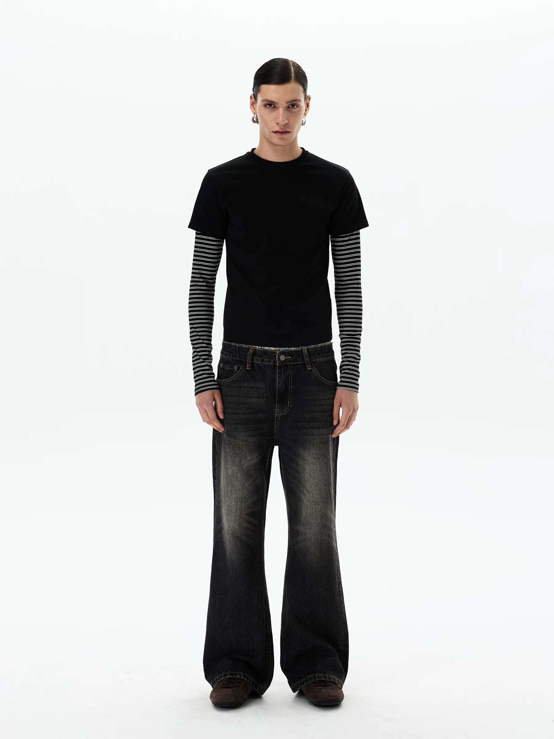 Shadow Stripe Layered Long Sleeve Tee
