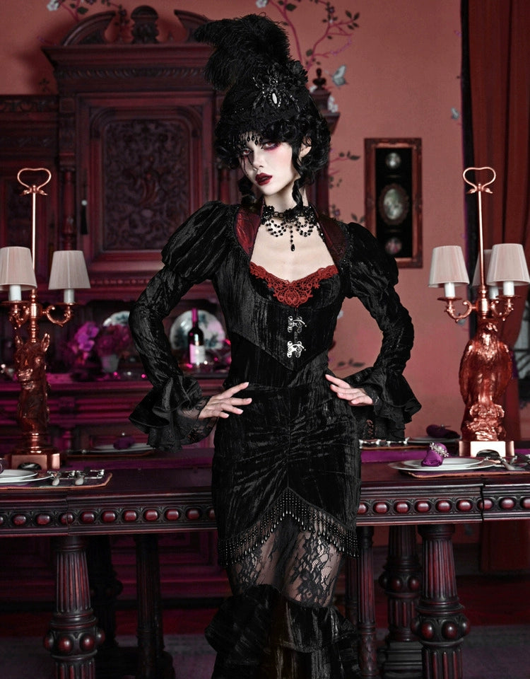 Black Lace Ruffle Mermaid Skirt