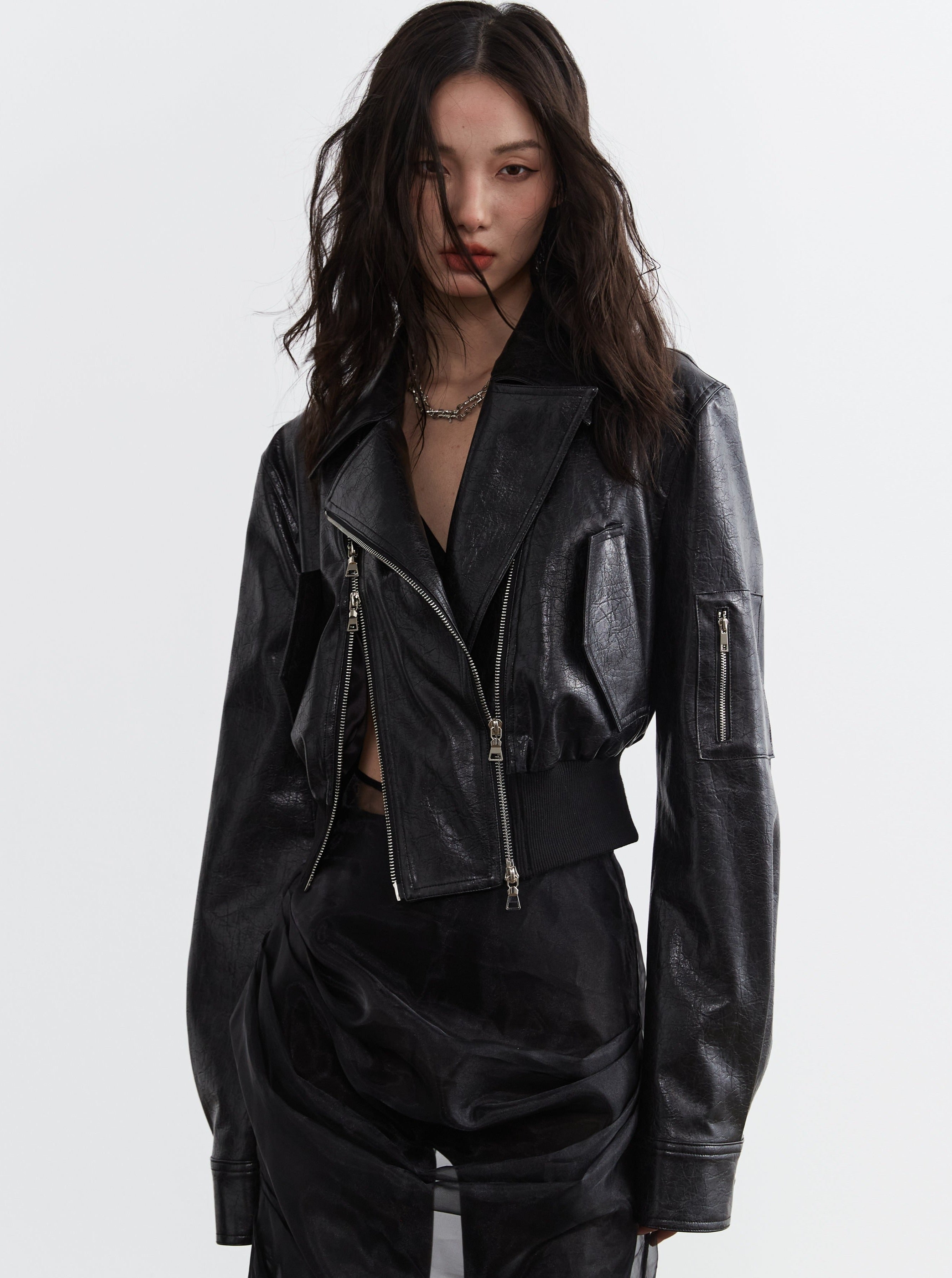 Veste de motard ultra-raccourci