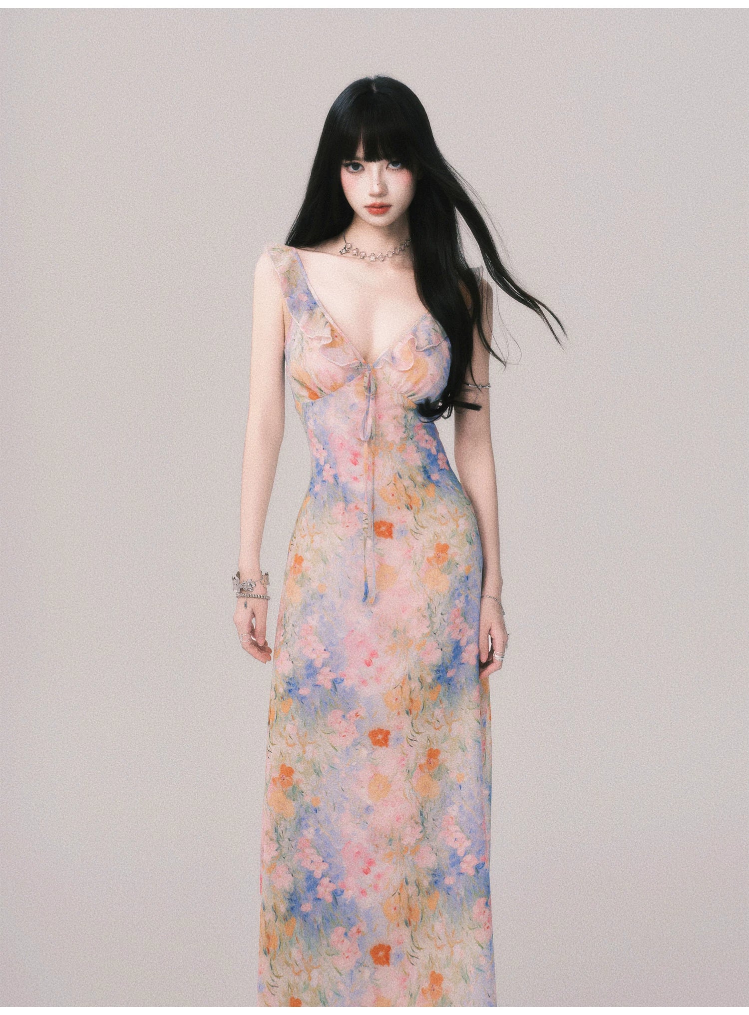 Pastel Petal Reverie Maxi Dress