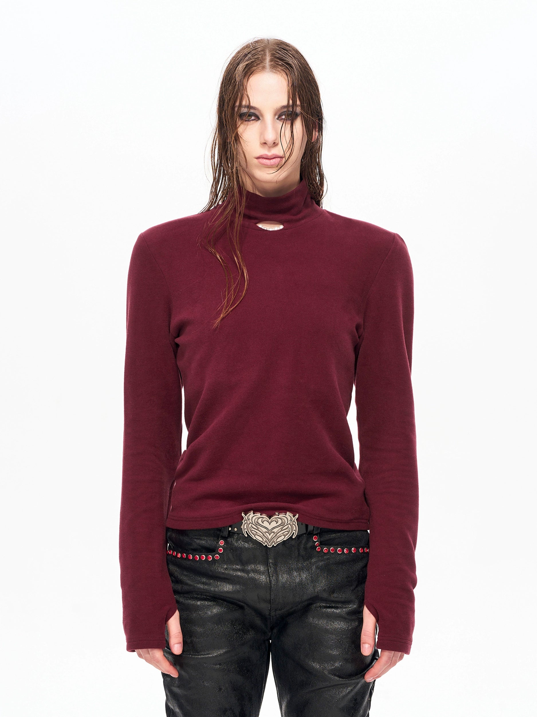 Midnight Pearl Accent Turtleneck