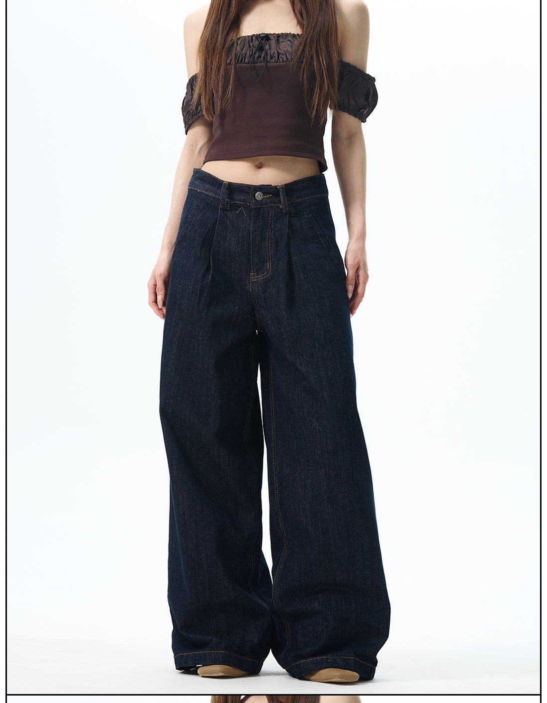 Dark Indigo Wide Leg Skater Jeans