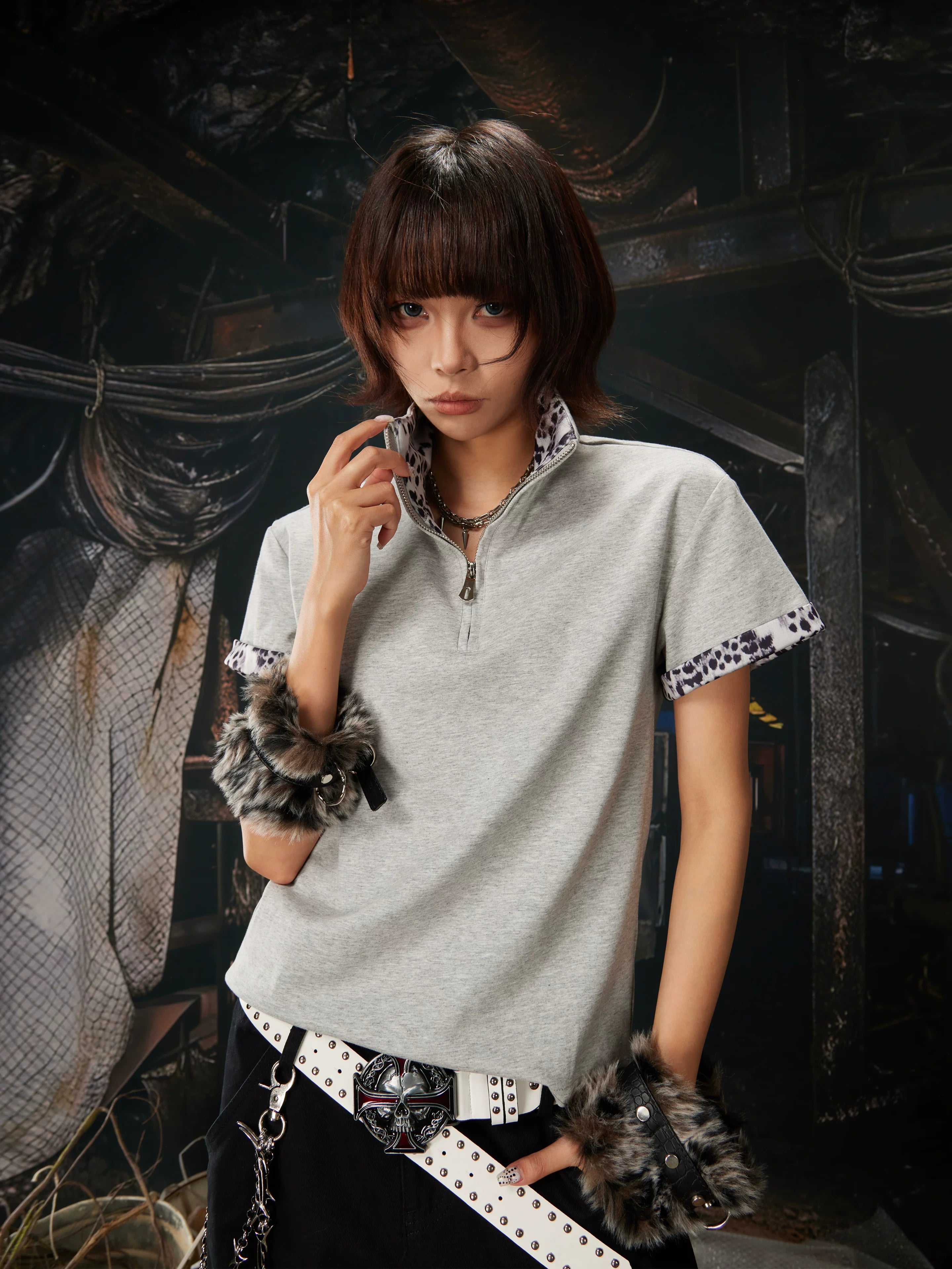 Snowcat Trim Zip-Collar Polo