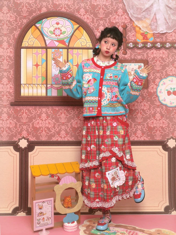 Kitty Wonderland Turquoise Cardigan