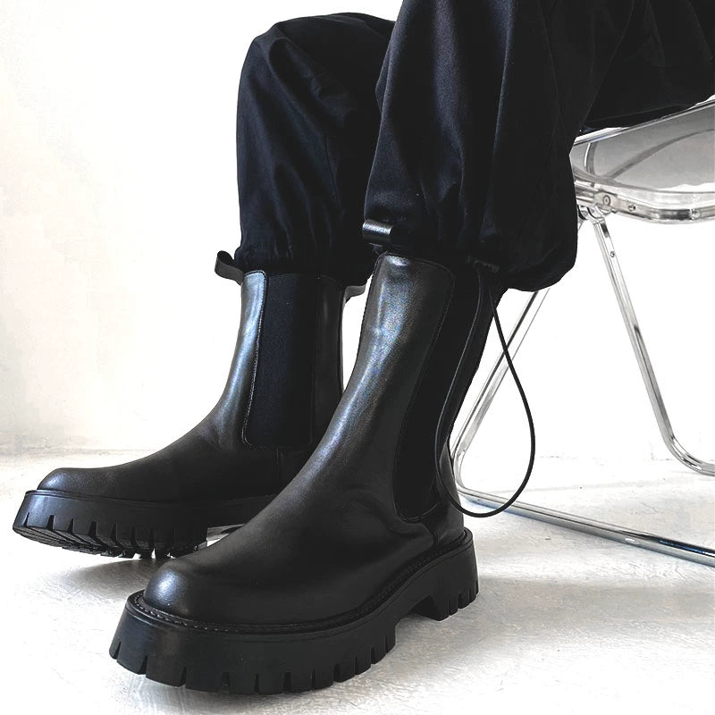 Chunky Sole Black Chelsea Boots