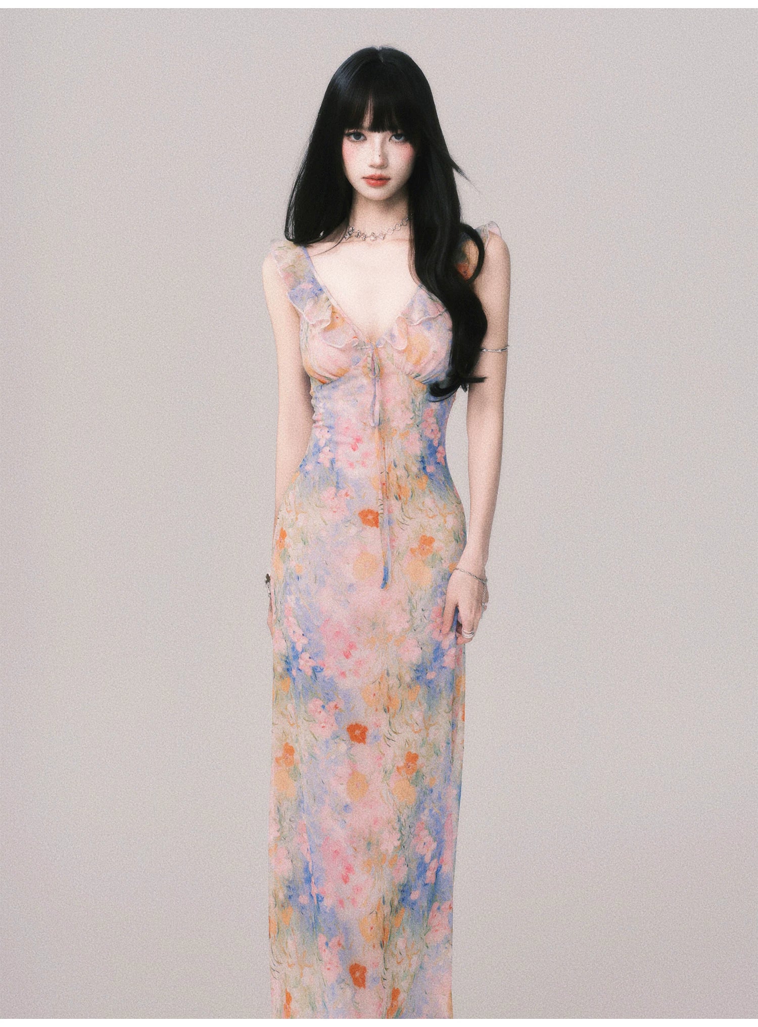Pastel Petal Reverie Maxi Dress