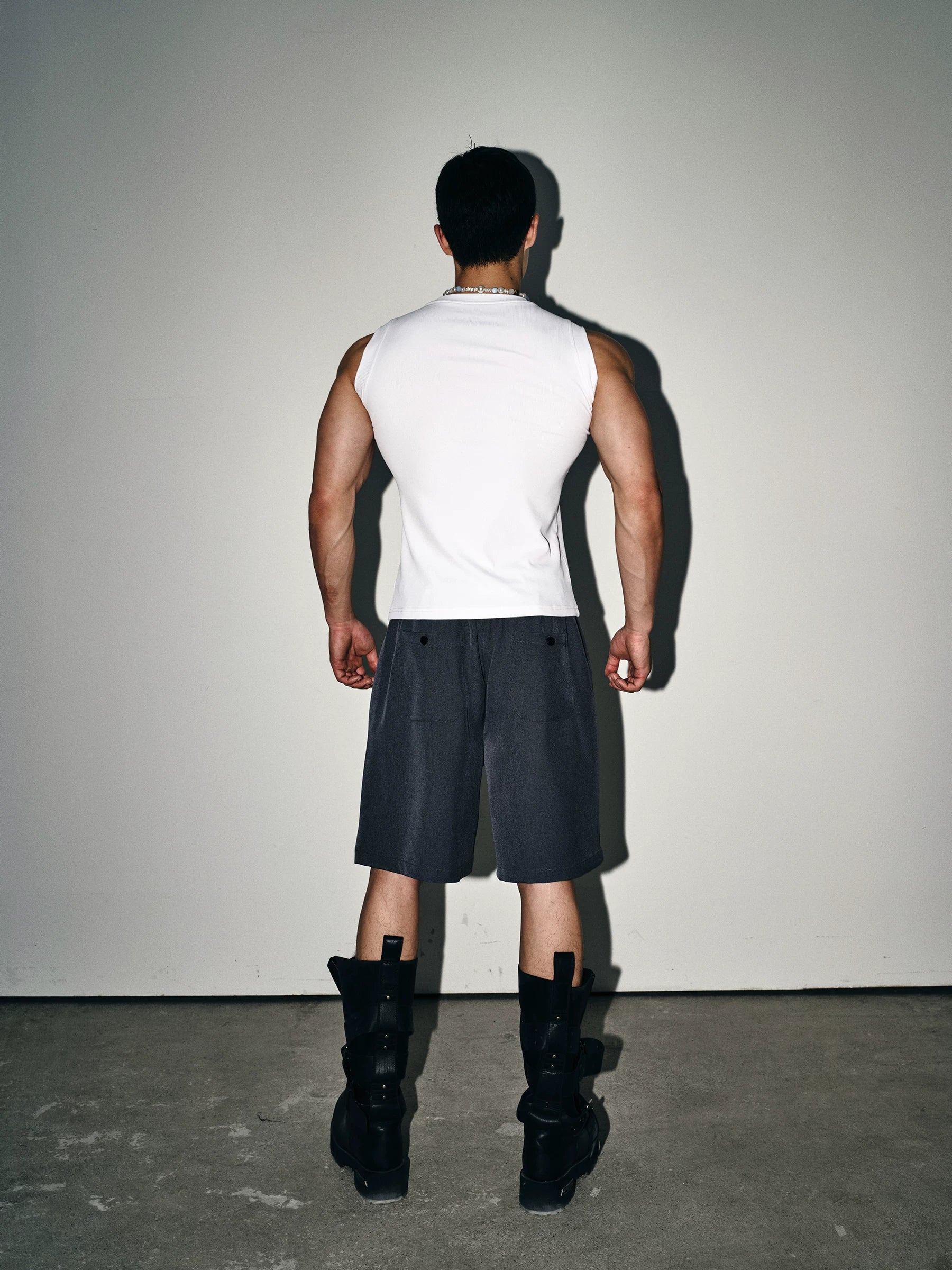 Charcoal Utility Wrap Kilt Shorts