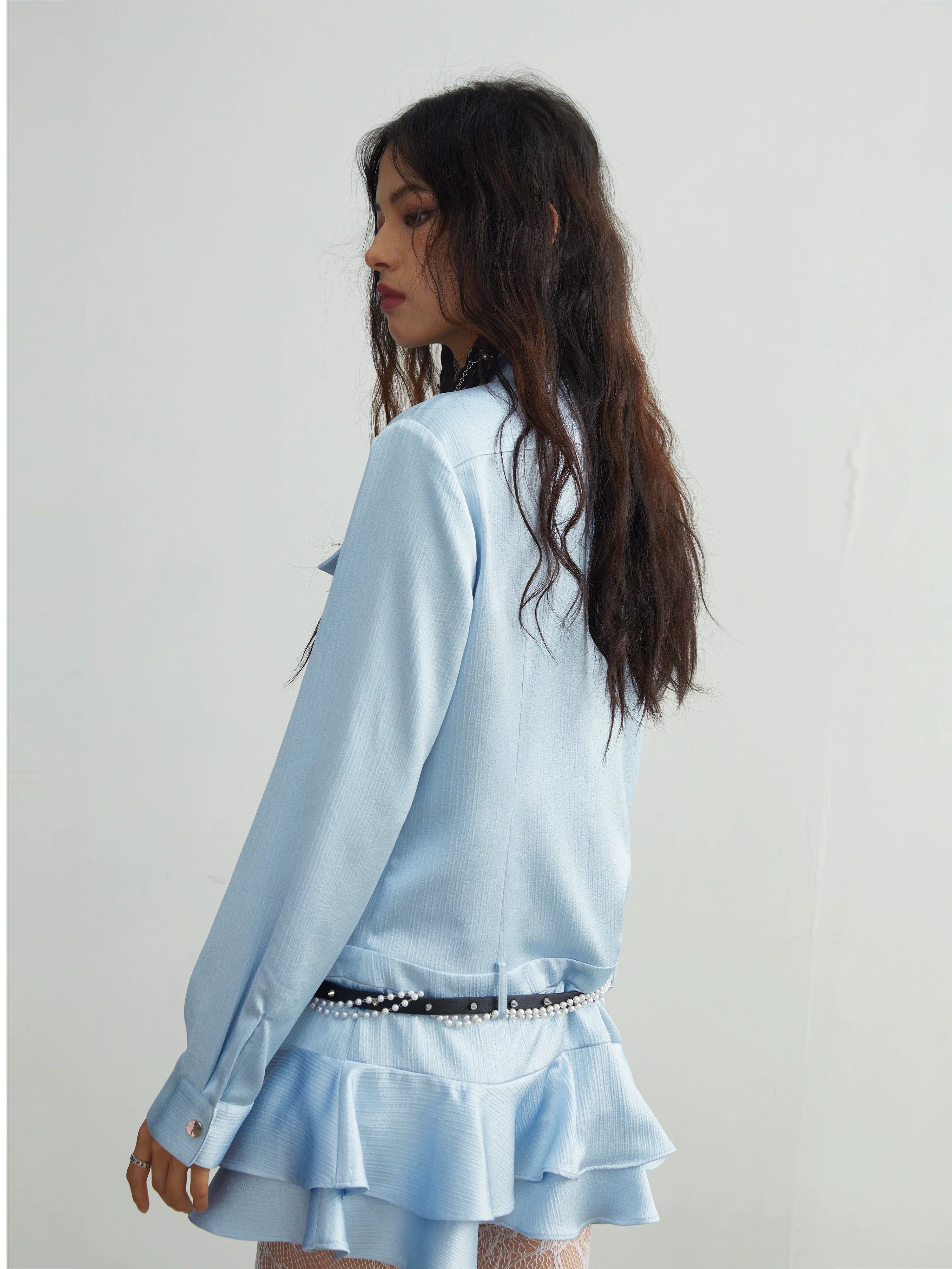 Skyline Zip Ruffle Mini Dress