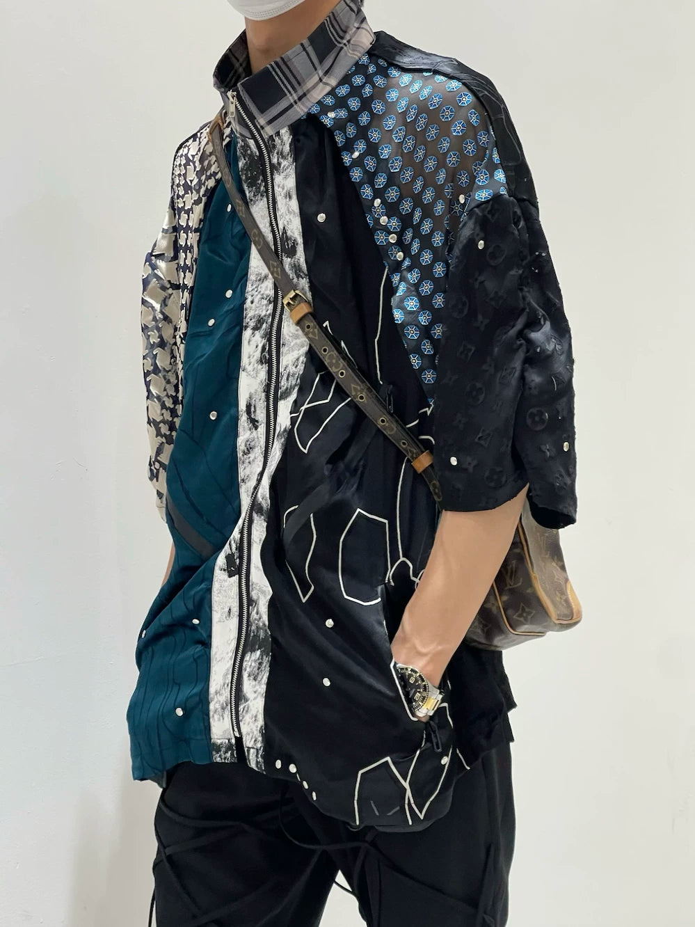 Nebula Circuit Patchwork Kimono Shirt