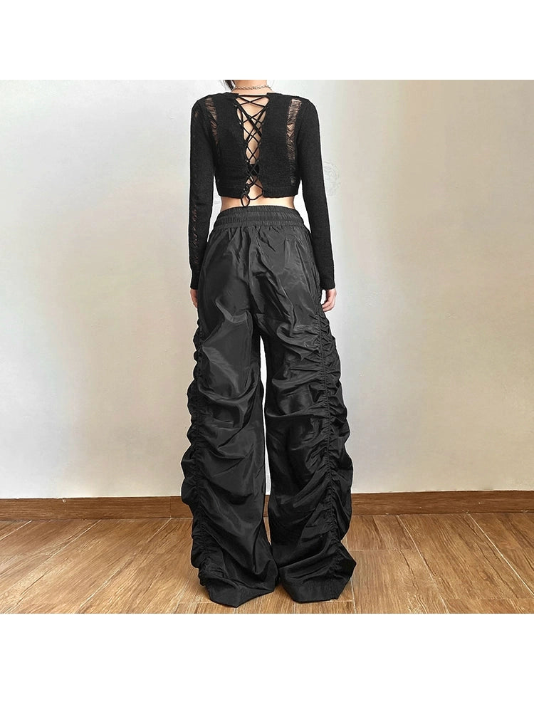 High-Waist Pleated Wide-Leg Pants - chiclara