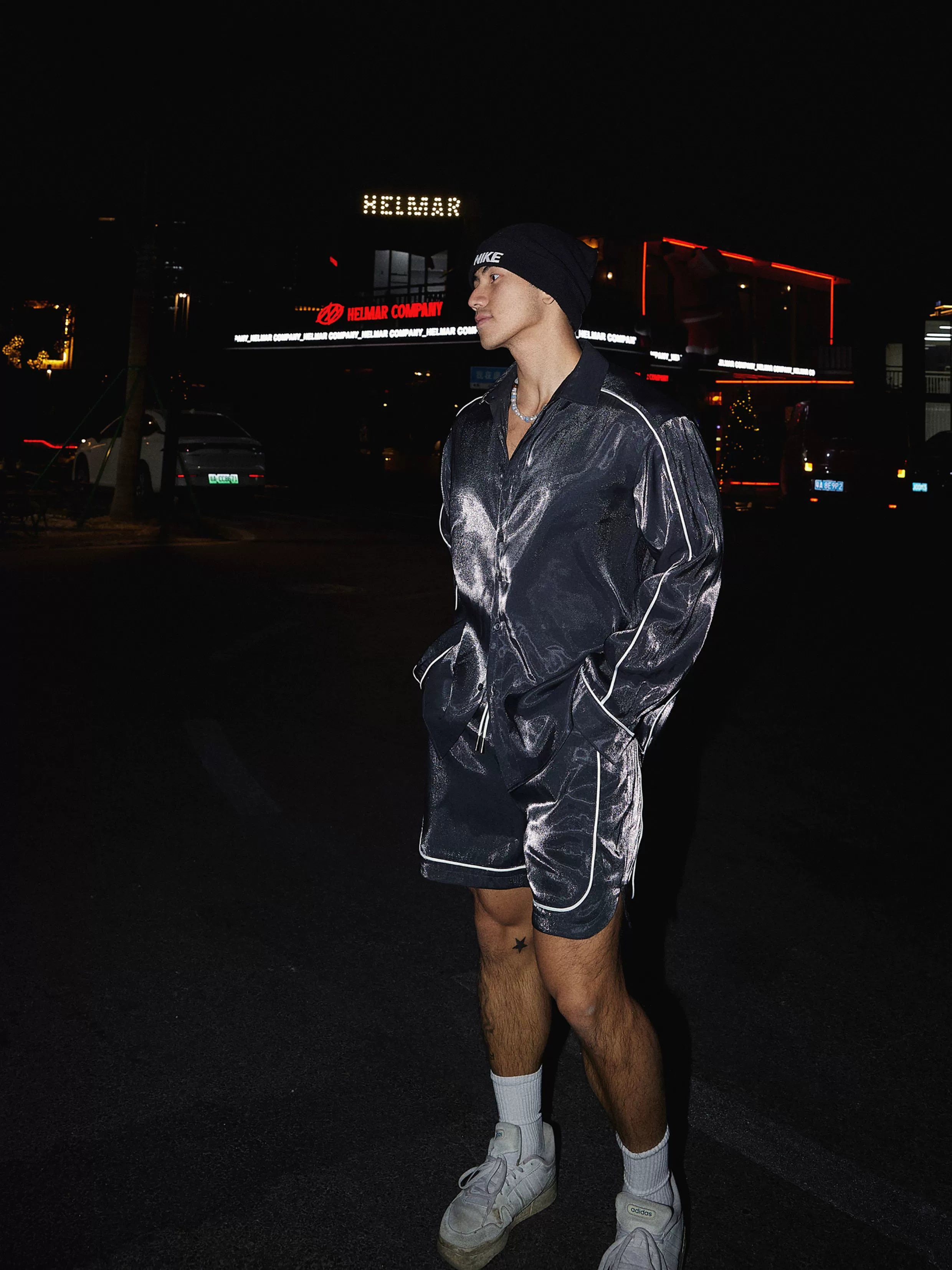 Metallic Satin Shirt and Shorts Set