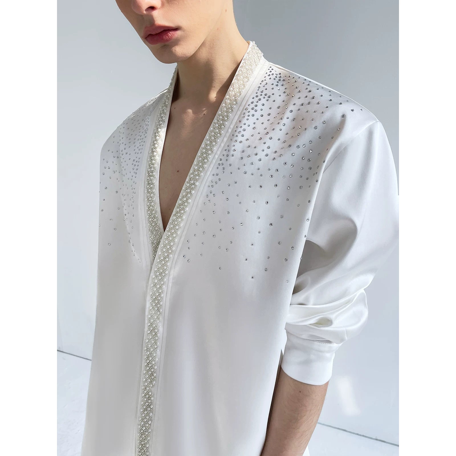 Ivory Constellation Crystal Satin Shirt