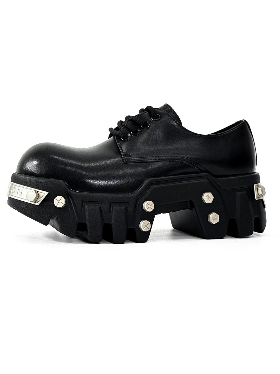 Futuristic Black 8cm Platform Oxfords