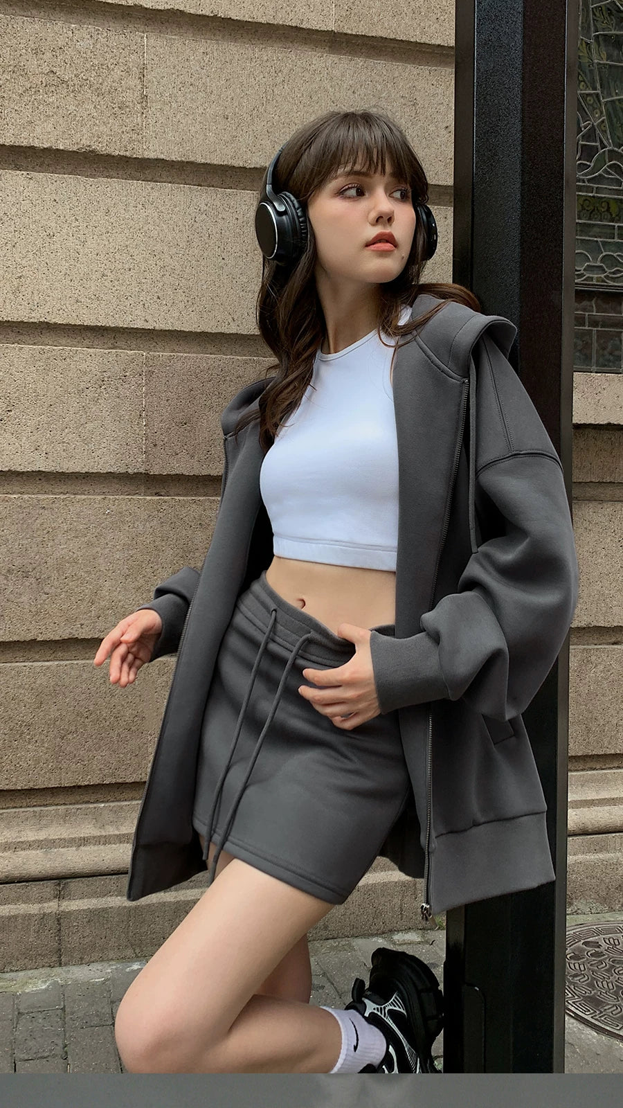 Drawstring Waist Mini Skirt