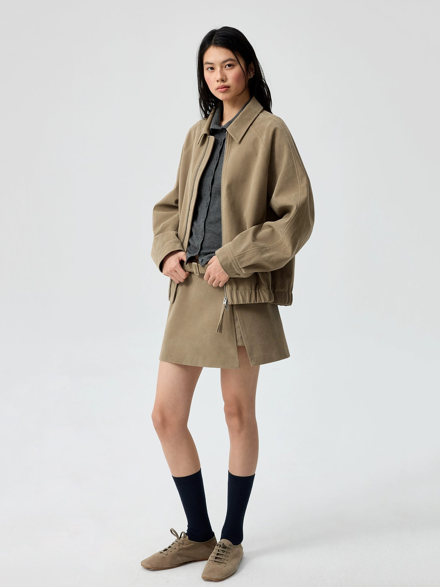 Sandstone Belted Urban Mini Skirt