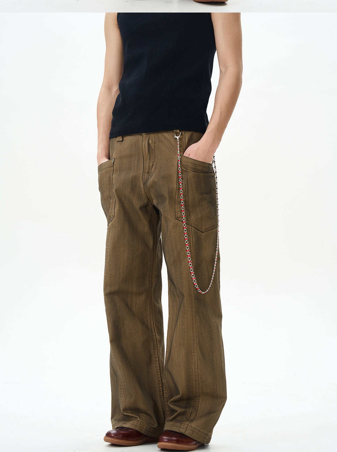 Brown Military Wide Leg Pants