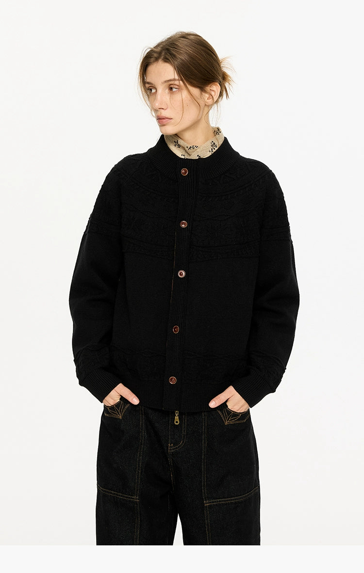 Jacquard Pattern Knit Cardigan