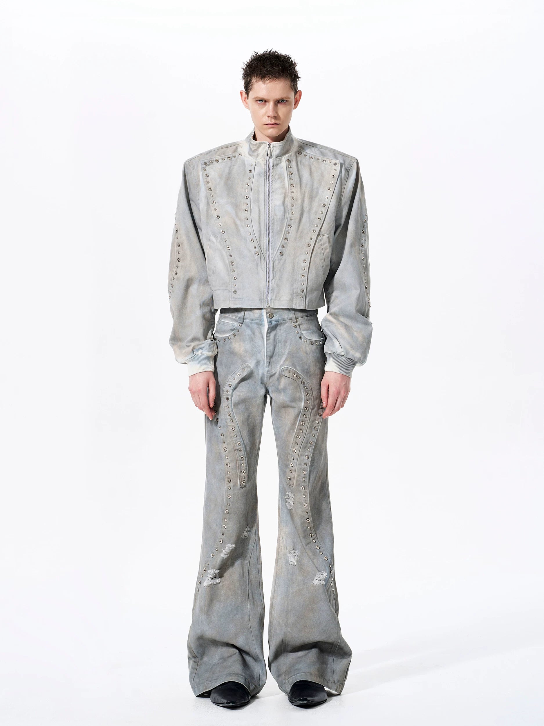 Frosted Halo Studded Cropped Jacket