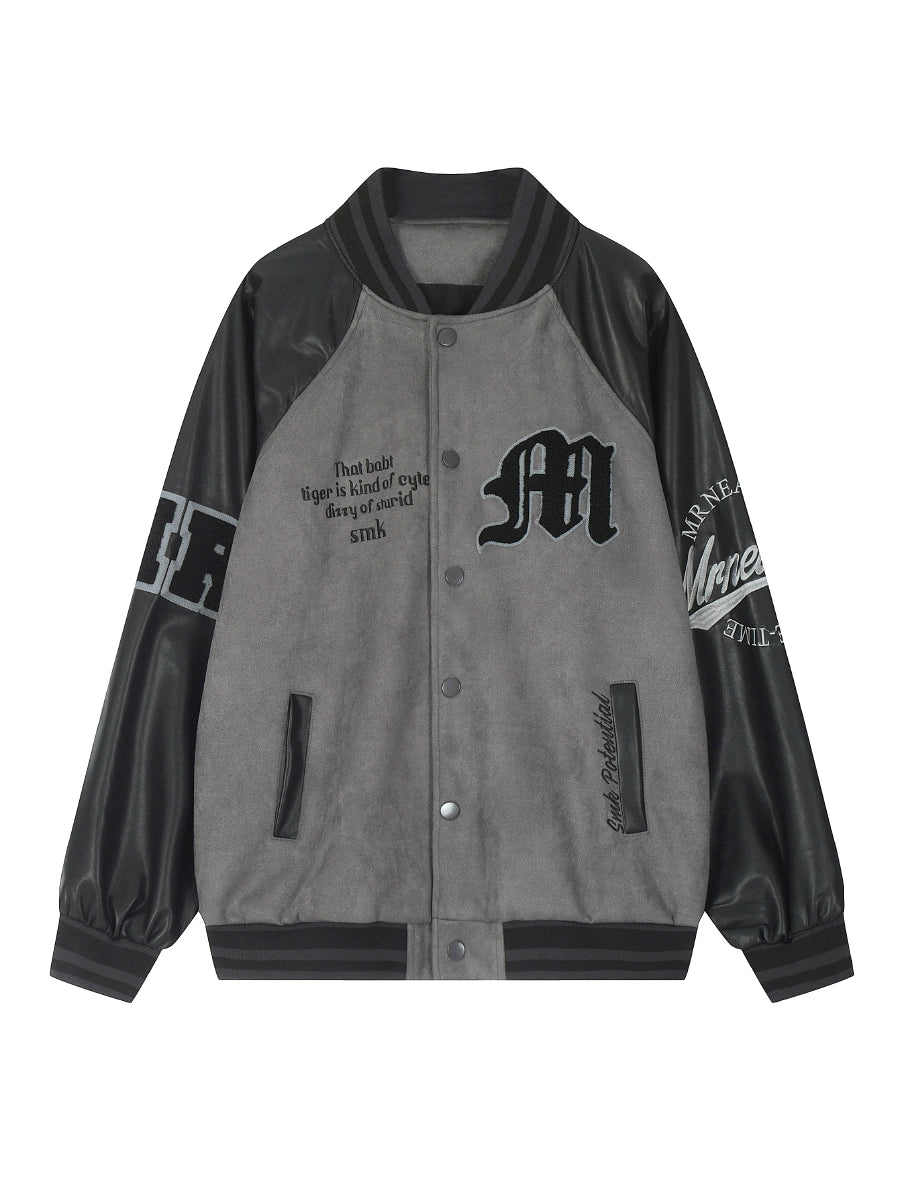 Monochrome Script Varsity Bomber Jacket