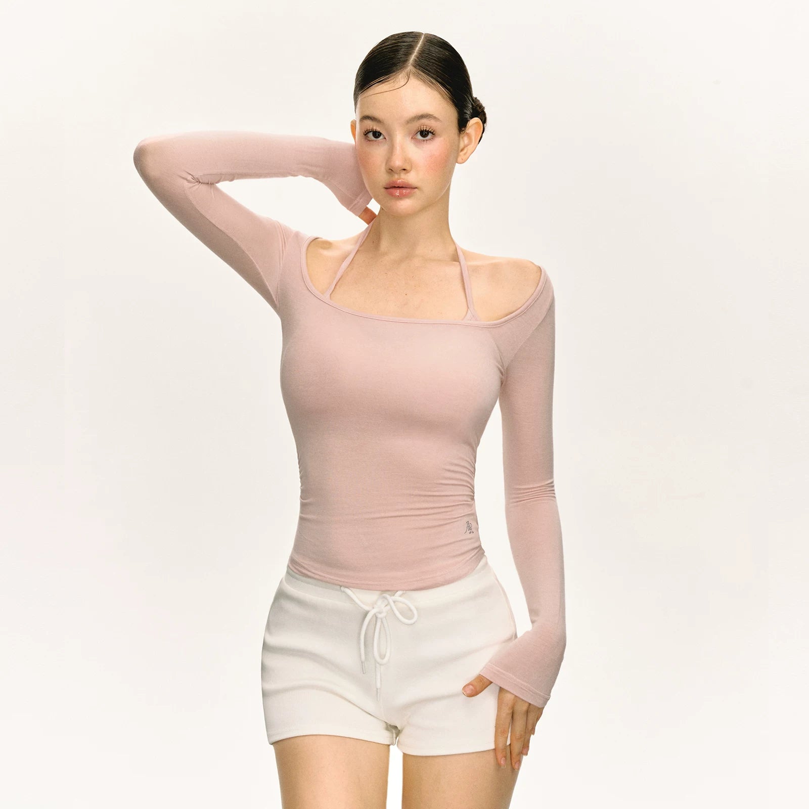 Double Strap Scoop Neck Fitted Top