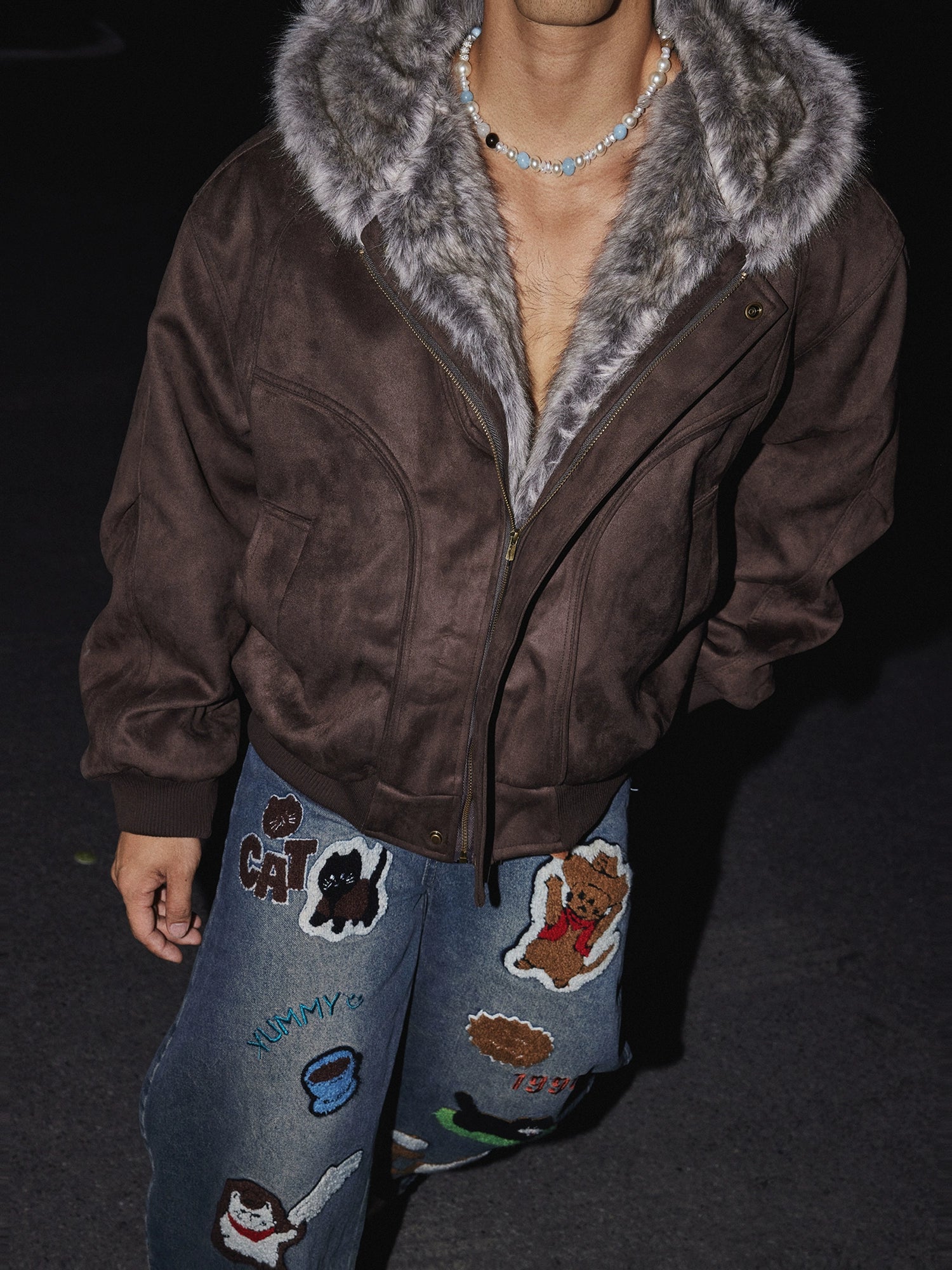 Mocha Frost Faux Fur Collar Jacket