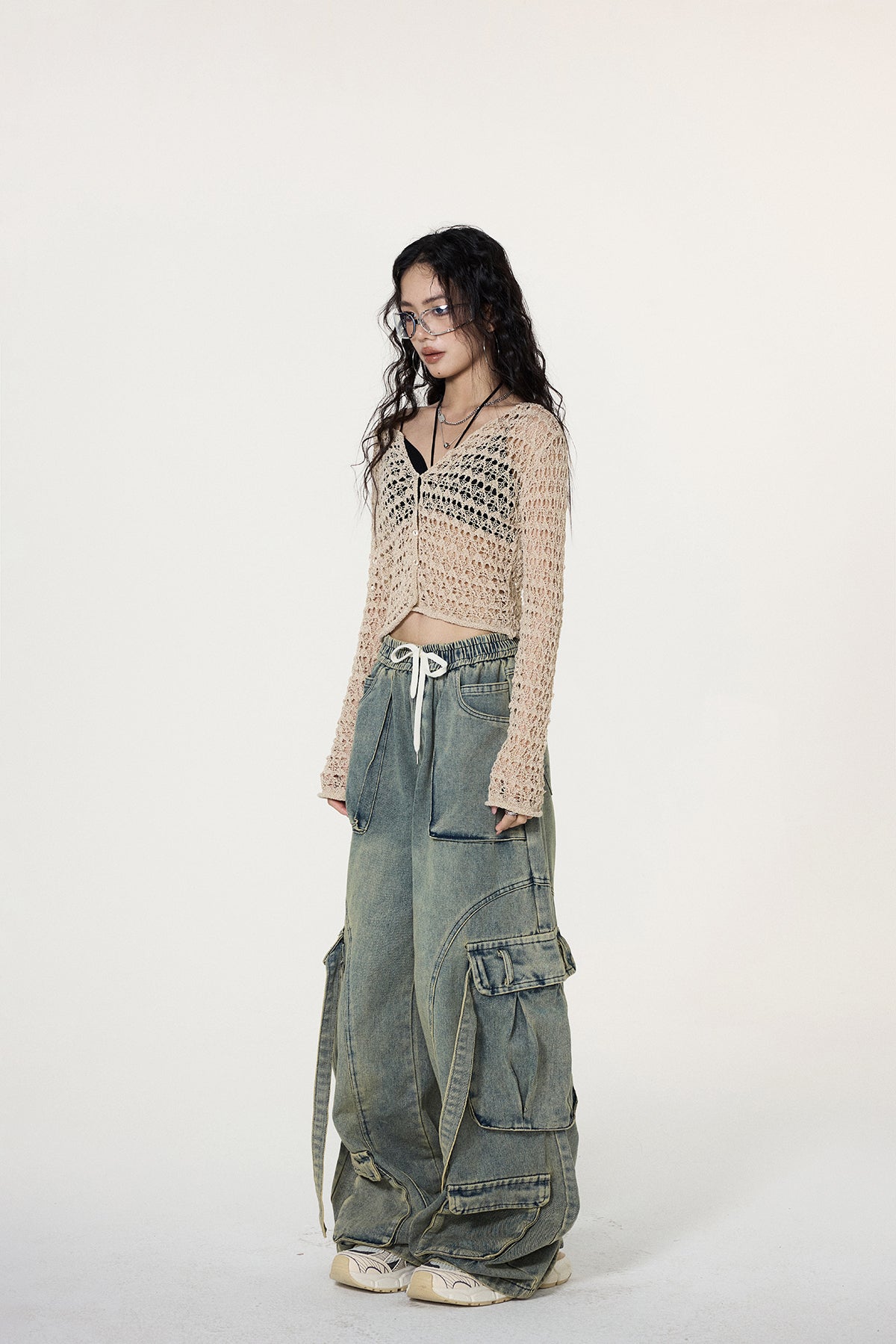 Crochet Button Crop Cardigan